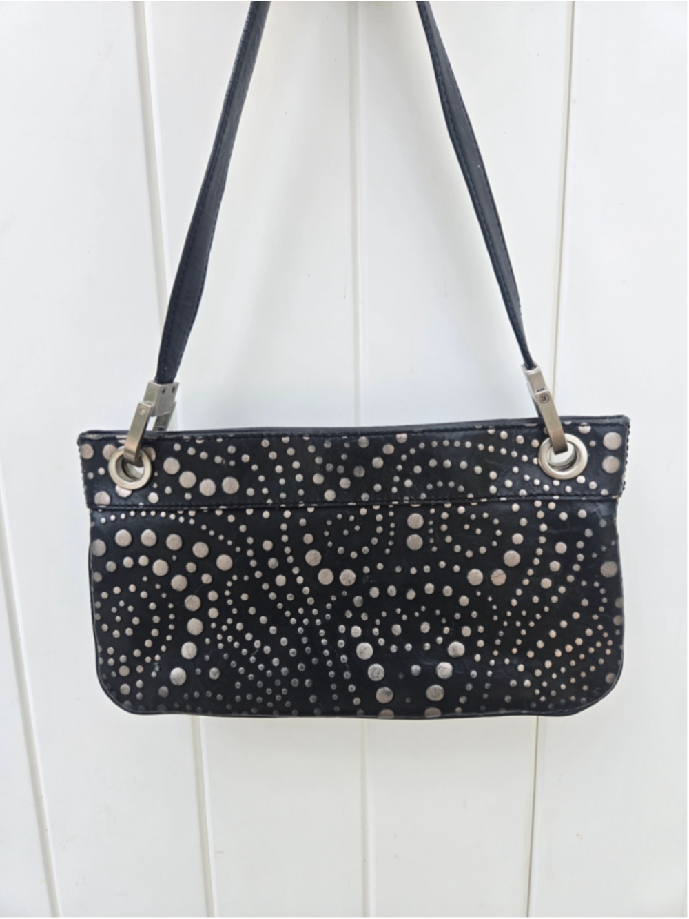 Women's Donald J Pliner Black Silver Studded Shoulder Bag One Size